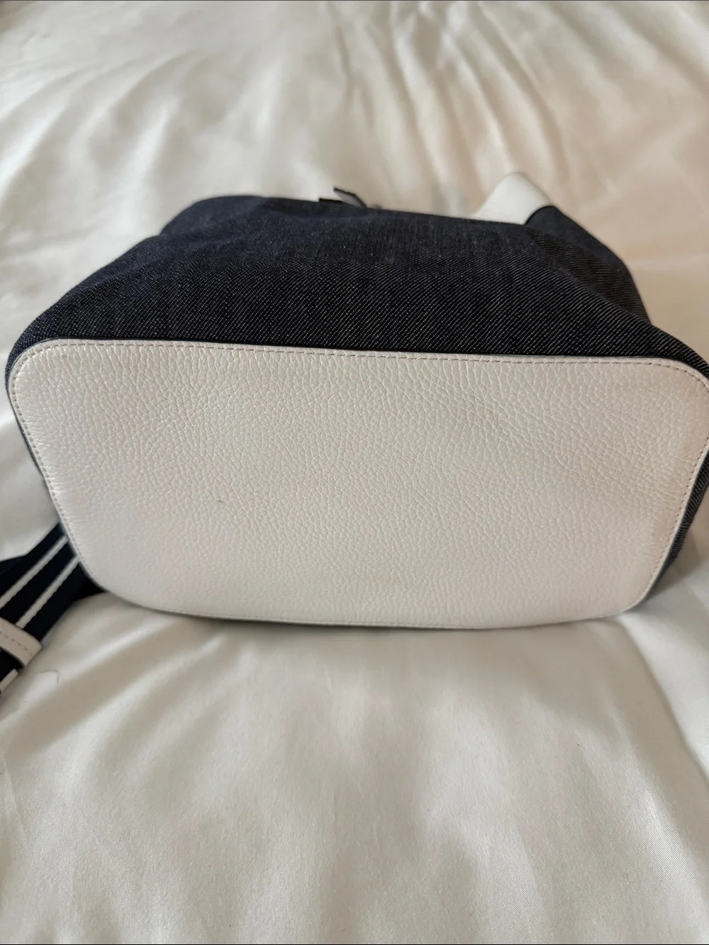 kate spade Two-Tone Blue Denim and White Leather Bucket Bag